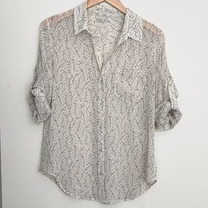 Madewell Long Sleeve Silk-like Printed Blouse